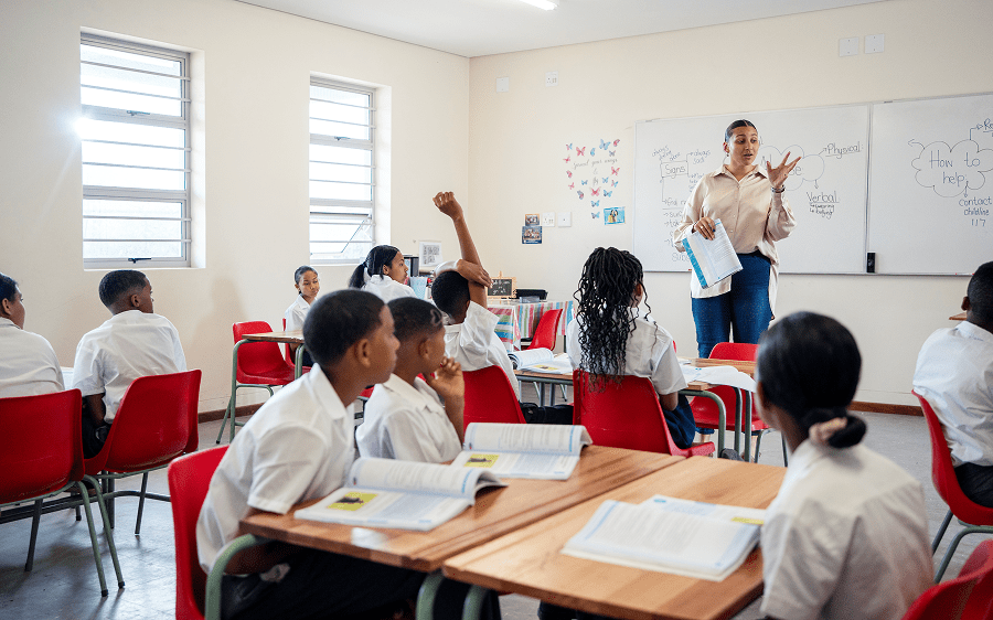 Students engaging in classroom discussion